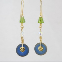 Blue wheel Earrings