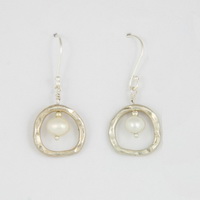 Hammered Pearl Earrings