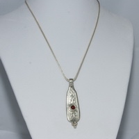 Silver Pendant with Stone Necklace